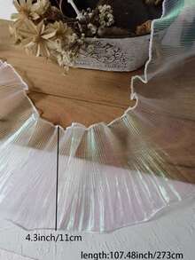 1pc-3Yards Iridescent Organza Ombre Ruffle Mermaid Dress Hem Trim, Ruffle Lace Edging Accessory - Multicolor - View 4