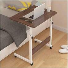 Escritorio Armable Móvil, Escritorio Forma en "C"  Para Laptop o PC, Mesa de Servicio Para Lectura, Trabajo, Ocio, Estudio, Fácil de Armar y Guardar, Para Espacios Pequeños en Casa u Oficina, Soporte de Hasta 40kg - Marrón - Ver 3