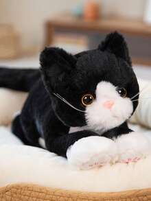 50cm/19.68in Cute Simulation Cat Plush Toy Family Companion Sleep Pillow Soft Stuffed Animal Throw Pillow Simulation British Shorthair Cat Toys Gifts(Not Animal Fur) Halloween Christmas Gift - Multicolor - View 9