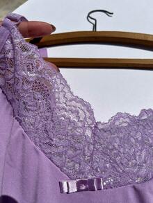 Plus Size Classic Comfort Nightgown With Reinforced Adjustable Straps Silky Fabric - Promotion Large Women's Nightgown - Lila Púrpura - Ver 5