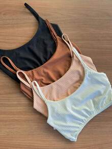 Kit 4 Summer Top With Thin Straps - 黑與白 - 查看 1