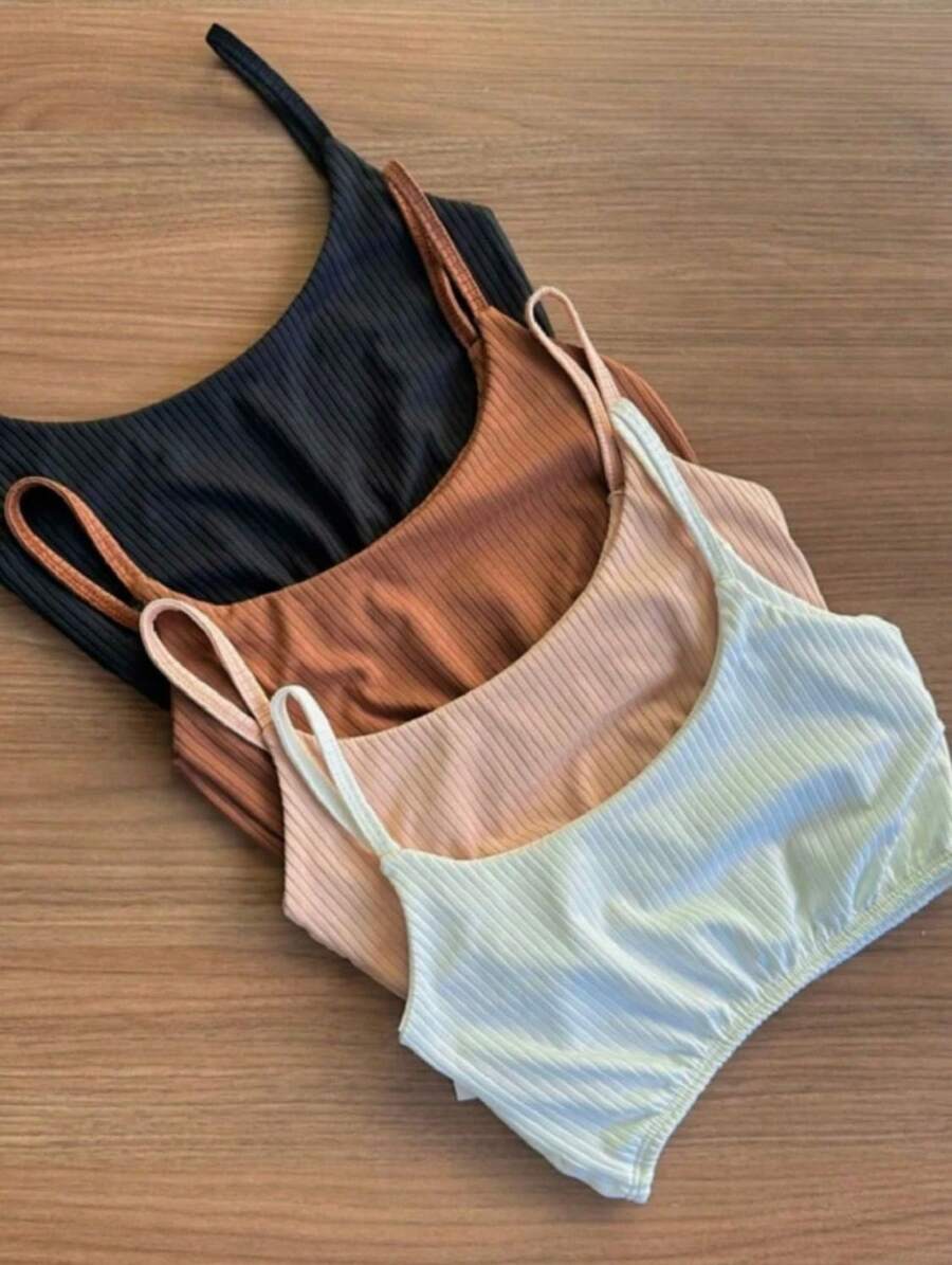 Kit 4 Summer Top With Thin Straps - 黑與白 - 查看 1