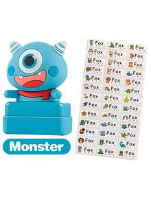 100 piezas de etiquetas personalizables con nombre para niños y 1 pieza de sello personalizado con nombre para niños, resistente al agua para ropa. Este sello con nombre está diseñado especialmente para la personalización de ropa, sirviendo como un sello de firma manuscrita y un sello de ropa personalizado. Adecuado para sellos de nombre de dibujos animados autoluminosos DIY, se puede usar para fines comerciales o regalos de papelería para estudiantes, también es un gran regalo para la temporada de regreso a la escuela. - Multicolor - Ver 16