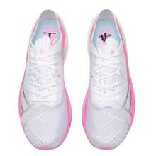 XTEP 男士运动鞋轻便透气休闲减震防滑跑步鞋，经典白 / 霓虹数码粉 / 天青色，型号 976419110088