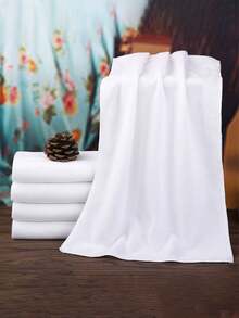 8pcs Set Simple White Face Towels, Hotel-Grade Lint-Free Towels, Soft & Absorbent, Bathroom Supplies, Suitable For Back To School, Beauty Salons, Home Bathrooms - White - View 3