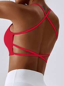 Cross Back Sports Tank Top, Show Your Beautiful Back Summer Tops