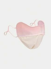 1 pieza Máscara facial transpirable con color degradado impreso y diseño lindo para mujer, máscara de protección solar versátil para exteriores, con protección UV para estudiantes y campus