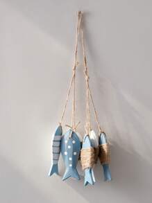 1 String Of 3pcs American Vintage Wooden Fish Ornament Decoration, Suitable For Homestay, Restaurant Wall Decor