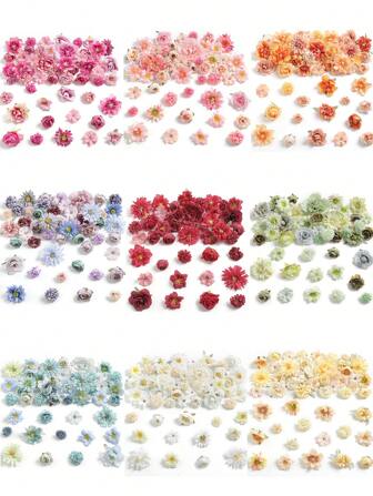 Ensemble de 42 pièces, roses, jasmins, roses, marguerites et autres combinaisons de fleurs multicolores, très adaptées pour le DIY, les bouquets de mariée, les arrangements floraux, les fiançailles, la décoration de table, la décoration centrale de table, les fêtes de bienvenue, les fêtes, la décoration de chambre à coucher, la décoration d'automne