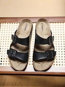 Sandalias tipo chanclas de hombre con suela de corcho y plantilla suave, cómodas sandalias de verano para usar en exteriores, en la playa o para caminar en pareja