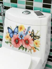 1pc/1set 2pcs Spring Floral Series Toilet Decorative Sticker, Bathroom Decal, Multi-Scenario Use Stickers