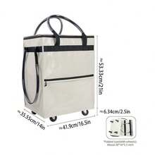 1 件可折叠购物袋、杂货袋、行李多用途收纳袋、购物手提袋、厨房用品，带轮子 - 大容量 - 白色 - 查看 2