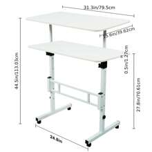 Rolling Laptop Desk With Adjustable Height – Portable Standing Desk With Wheels, Height 27.8"-44.5", Small Table For Home Office
