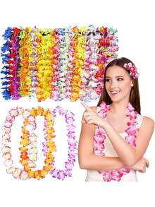 10pcs-Hawaiian Flower Lei Party Decoration,Leis For Luau Party - Colorful Hawaiian Leis Flower ,Hawaiian Leis Necklace Colorful Tropical Flower Garland, Hawaiian Leis Hawaiian Flower Wreaths For Hawaiian Themed Party Beach Luau Party Supplies For Summer Beach Pool Decoration Favour Supplies ﻿ - Multicolor - View 1