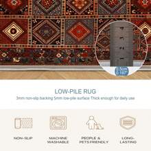 Local Rug, Retro Geometric Pattern Style Rug With Backing, Machine Washable Rug, Dot-Plastic Backed, Room Rug, Bedroom, Home Office, Kids' Room, Playroom, Kitchen, Dining Room Mother's Day Home Bathroom Decor