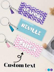 1/2Pcs Personalized Text Keychain Gift, Custom Name Keychains With Tassels, Customized Key Chain, Customizable Acrylic Keyring, 7x3cm, Blue/Pink/Purple, Suitable For Party Gifts, Valentine's Day Gifts, Father's Day Gifts, Mother's Day Gifts, Gifts For Best Friends