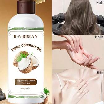 RAY DISLAN 天然纯椰子油优质有机身体精油、皮肤按摩油和深层保湿发油，适用于干燥和受损的头发