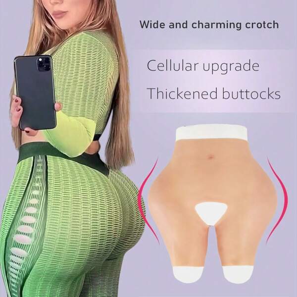 1pc High Waist Seamless Silicone Fake Buttocks Shaping Panties, Sexy Padded Butt Lift Honeycomb Body Shaper Underwear For Enhanced Curves