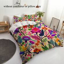 Juego de ropa de cama de 3 piezas con estampado floral colorido (1 funda nórdica y 2 fundas de almohada) de plumón suave y transpirable, adecuado para todas las estaciones