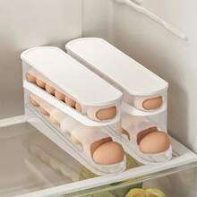 Bilayer Egg Storage Box Automatic Rolling Eggs Holder Rack Ladder Style Refrigerator Eggs Dispenser Egg Organizer Holder - White - View 2