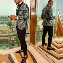 Men's Sport Coats & Blazers Shawl Lapel One Button Slim Fit Long Sleeve Jacket Tuxedo Party Dinner Wedding Blazer - 綠色 - 查看 2