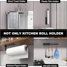 1pc Paper Towel Holder - Wall Mount Adhesive Rust-Proof Paper Roll Dispenser, Upgraded Aluminum Alloy Kitchen Roll Dispenser For Cabinet Underneath, Lighter But Sturdier Than Stainless Steel, Suitable For Kitchen, Bathroom, Garage, RV
