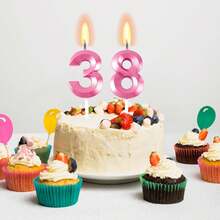 Pink Number Candles 0-9 Years Old, Birthday Cake Candles, Party Decorations - Pink - View 5