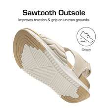 Womens Hiking Sandals Arch Support Platform Orthopedic Sandals Comfortable Open Toe Walking Summer Lightweight Outdoor Athletic Sport Shoes - Beige - View 8