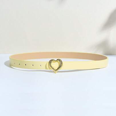 Sweetheart Hollow Buckle Narrow Belt – Faux Leather Belt To Elevate Your Dress/Jeans Look
