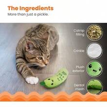 Catstages Crunchy Pickle Kicker Toy With Catnip And Dental Mesh, Pickle Shape, Plush And Crinkle Toy Kicking, Tossing, And Teeth Cleaning, Green - Crunchy Pickle Kicker - 查看 4