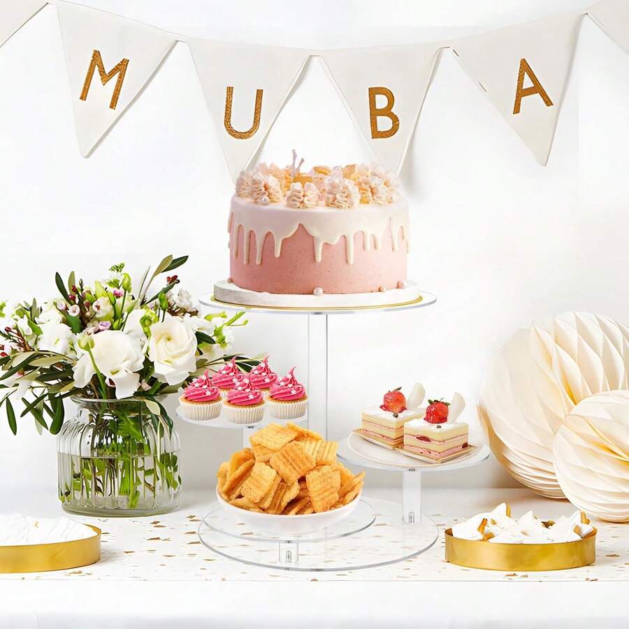 1 Set Acrylic Cake Decorating Kit - Acrylic Tiered Cake Stand And Dessert Table Display Set Can Hold 40 Cupcakes, Suitable For Wedding, Birthday, Party - Perfect Cupcake Stand For Events And Cake Decorating