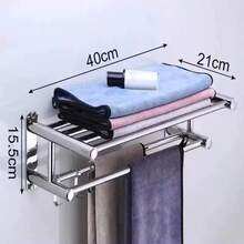 Thickened Double-Layer Towel Rack, Shower Shelf, Hotel Engineering Bathroom, 304 Stainless Steel Towel Rack - Silver - View 4