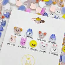 100/200pcs Mini Cute Cartoon Animal Nail Art Studs, Flat Back Rabbit Bear Dog Chicken Charms, Unscented Nail Decoration Accessories For Women Girls - 200 CHIẾC - Xem 2