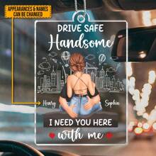 7 Style - Custom Photo Acrylic Car Ornament - Drive Safe, I Love You - Personalized Couple Photo Accessory - Gifts For Husband - Valentine's Day Decor, Artwork Wall Painting For Gift, Bathroom