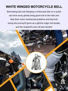1 pezzo Ciondolo a forma di campana da motocicletta vintage - in lega di zinco placcata cromo - suono nitido e cristallino, amuleto portafortuna per motociclisti, accessorio ideale per gli appassionati di moto, placcatura elettrolitica per una finitura lucente e durevole, la campana nitida serve come promemoria di durante la guida, può essere usato come ciondolo per collana o portachiavi per esaltare lo stile personale, augurandoti buona fortuna nei tuoi viaggi - Fermaglio ornamentale - Visualizzare 3