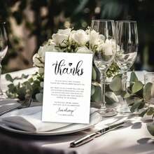 50 pièces Cartes de remerciement pour table de mariage, décoration de table, réception, cartes de remerciement pour enterrement de vie de jeune fille, cartes postales, cérémonie de mariage, fête, célébration ou cartes pour événement spécial, Noël