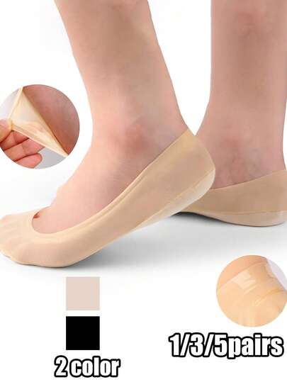 1/3/5/10 pares de calcetines invisibles ultrabajos sin deslizamiento de nailon para mujer para zapatos planos, mocasines y tacones, regalo de Navidad