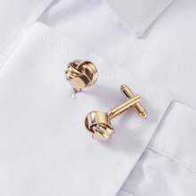 1 Pair Fashion Casual Minimalist Stainless Steel Twist Cufflinks, Suitable For Groom & Groomsmen Tuxedo Shirt Wear At Weddings, Parties, Father's Day Gift - Mahua - View 12