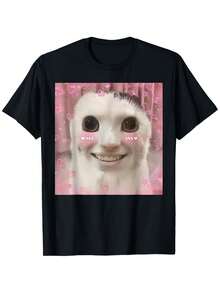 Cat Meme Funny Dank Cursed Weirdcore Design Men's Summer Casual T-Shirt, Comfortable - Breathable, Soft, Slightly Stretching 100% Cotton All-Season Wear Unisex Top 220g