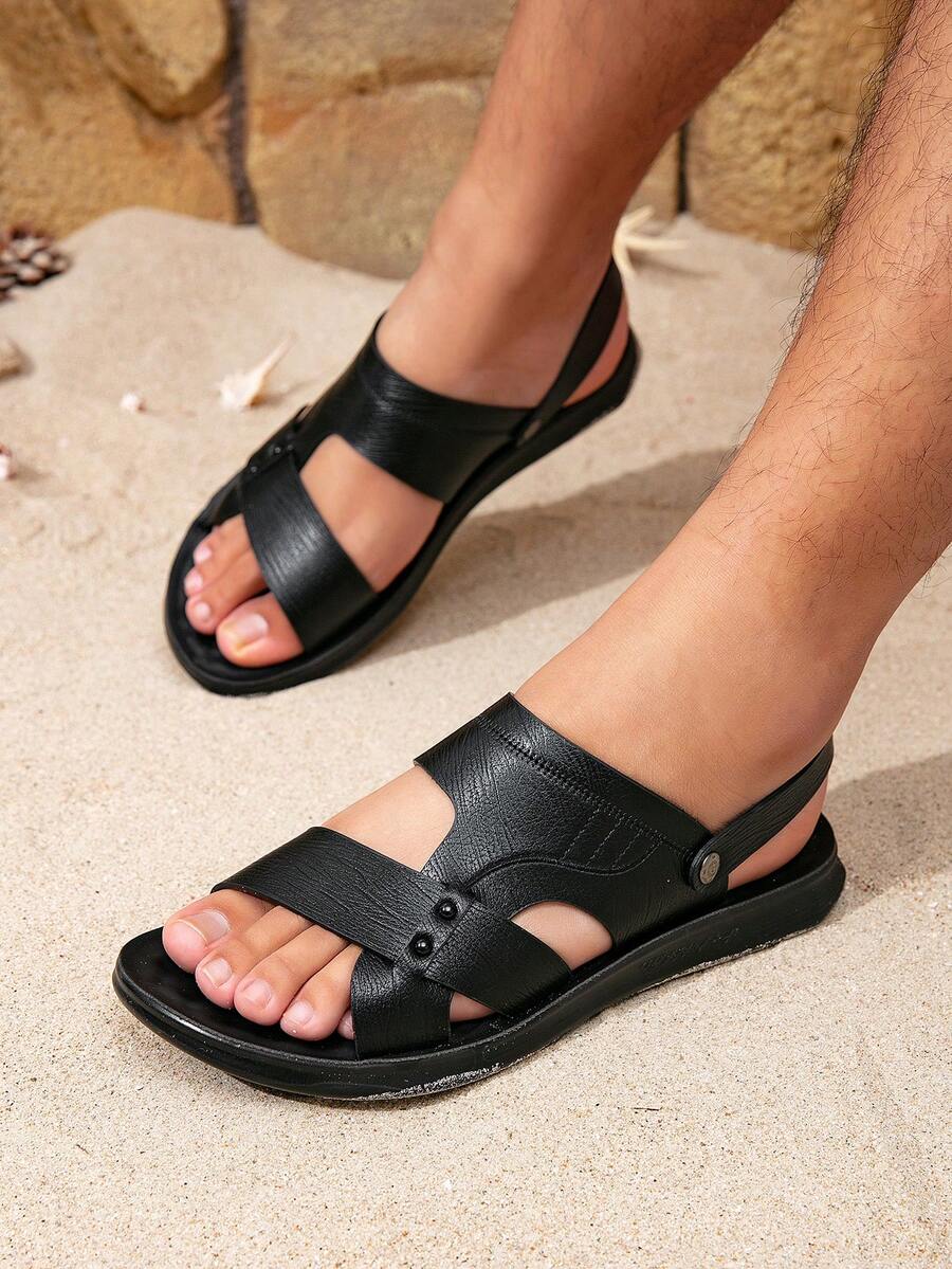 New Men's Beach Sandals Breathable Low-Top Splicing Fashion Adjustable Heel Dual-Use Slippers, Outdoor Sports Casual Beach Camping Versatile Sandals