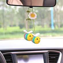 Haak bijen auto achteruitkijkspiegel houder, kamer decoratie, schattige hommel auto hangende ornament, een cadeau voor bijenliefhebbers auto hangend, haak schattige bijen tas ornament, auto interieur decoraties