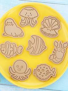 8 件套各种动物形状饼干模具、压模 3D 饼干模具、软糖烘焙模具、面包塑形模具，1 盒 8 件套饼干切割工具 - 彩色 - 查看 9