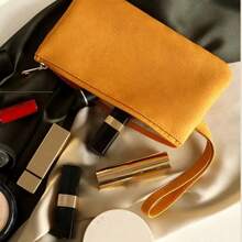 Large Capacity PU Leather Cosmetic Bag, Soft Phone Pouch, Solid Color Anti-Fouling Stationery Bag, Coin Purse