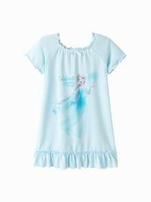 Balabala Sommernachthemd für Mädchen, süße und atmungsaktive Hauskleidung - blauer Farbton - Übersicht 4