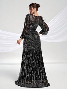 YISIKADO Váy dạ hội nữ đính sequin lấp lánh thắt nơ trước sang trọng thanh lịch, váy dài dự tiệc prom, tiệc cưới, tiệc chiêu đãi, lễ tốt nghiệp, tiệc tối trang trọng, buổi hòa nhạc - Nhiều màu - Xem 3