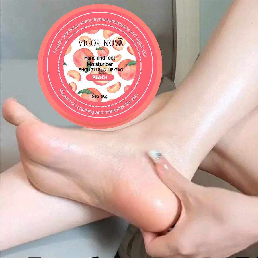 桃子脚跟和手霜，适用于干燥、龟裂的脚和手，滋润和滋养干燥、粗糙的皮肤，植物角鲨烷手足保湿霜