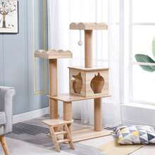 1pc brinquedo grande para gatos, suprimentos para animais de estimação, estrutura de escalada de madeira para gatos de desenho animado, brinquedo de atividade para gatos