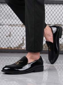男士乐福鞋，圆头商务皮鞋，都市休闲鞋套，男士正装皮鞋，工作鞋，驾车鞋，豆豆鞋，商务皮鞋 - 黑色 - 查看 3