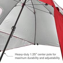 ‎61 X 4.4 X 2.8 Inches 9-Foot Umbrella - Heavy-Duty 1.25" Center Pole & Twist Handle Auger - UPF 50+ Sun Protection - Privacy Side Panels, Zippered Windows & 2 Interior Pockets ,Red - Red - View 6