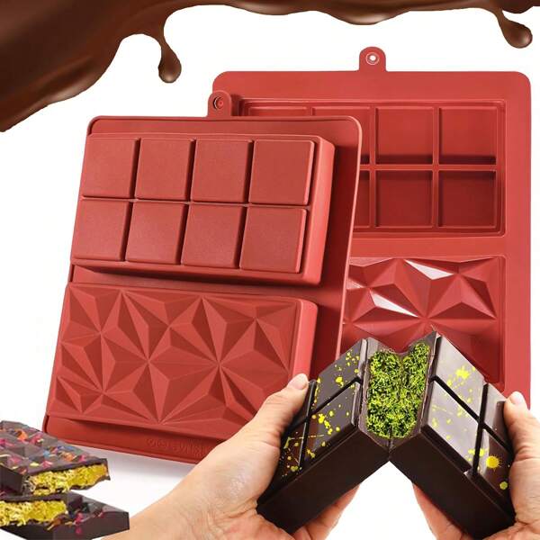 2 pezzi/1 pezzo Stampo in silicone spesso stile Dubai, grande stampo per cioccolato adatto per cioccolato fatto a mano, riempimento barrette di cioccolato fai-da-te, cioccolato, torte, stampo per cubetti di ghiaccio